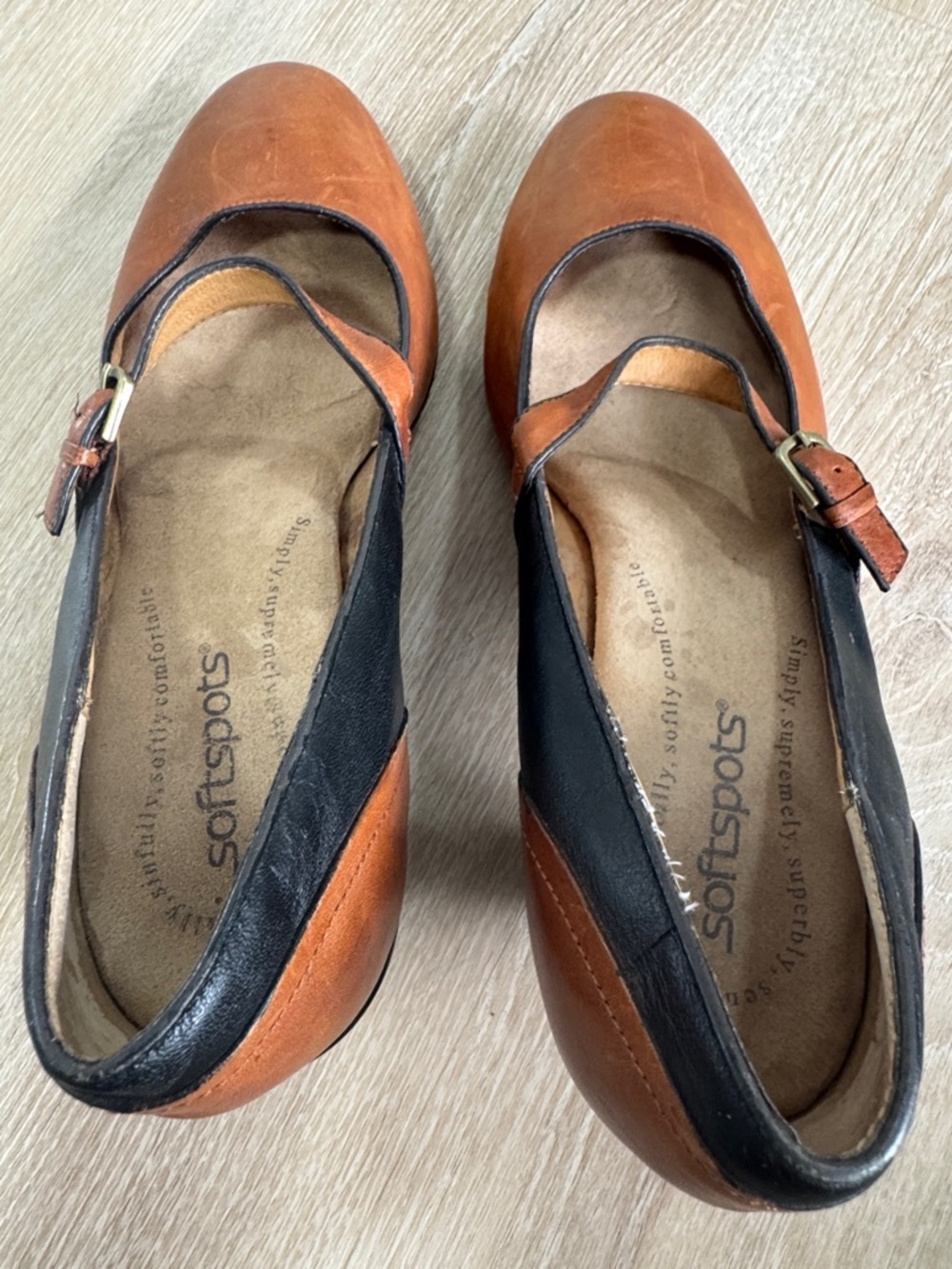 Softspots Two-Tone Mary Jane Heels in Brown and Black - Picture 5 of 6